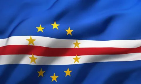Flag of Cape Verde blowing in the wind Stock Illustration