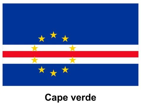 Flag of Cape Verde with Blue Background and Yellow Stars on White Stripe Illustrazione stock