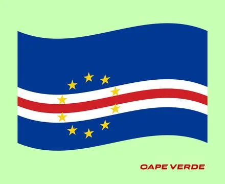 Flag Of Cape Verde, Cape Verde flag, National flag of Cape Verde. wavy flag.. Stock Illustration