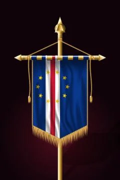 Flag of Cape Verde. Festive Vertical Banner. Wall Hangings with Gold Tassel Stock Illustration