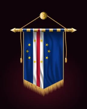 Flag of Cape Verde. Festive Vertical Banner. Wall Hangings with Gold Tassel Stock Illustration