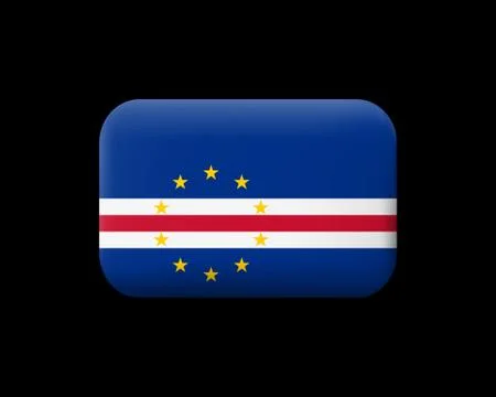 Flag of Cape Verde. Matted Vector Icon and Button. Rectangular Shape with Rou Stock Illustration