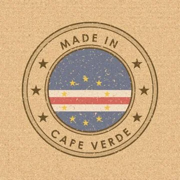 Flag of Cape Verde. Round Label with Country Name for Unique National Goods.  Stock Illustration