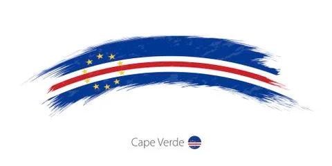 Flag of Cape Verde in rounded grunge brush stroke. Stock Illustration