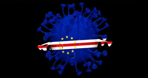 Flag of Cape Verde on Seamless looping 3D animation of the covid-19 Corona Virus Stock Footage 166461471