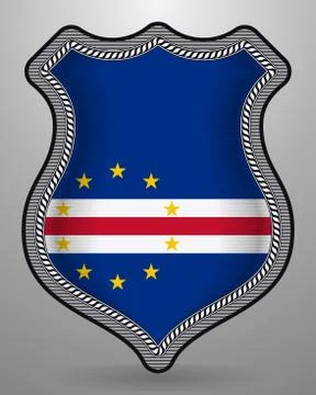 Flag of Cape Verde. Vector Badge and Icon. Horizontal Orientation Version Stock Illustration