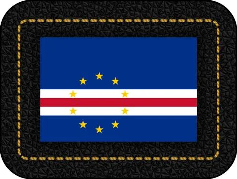 Flag of Cape Verde. Vector Icon on Black Leather Backdrop. Ratio 2:3 Stock Illustration