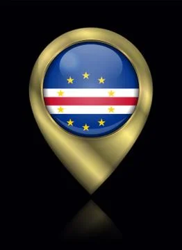Flag of Cape Verde. Vector Sign and Icon. Location Symbol Shape. Gold Stock Illustration