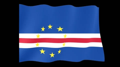 Flag of Cape Verde. Waving flag (PNG) computer animatie. Stock Footage 58756427