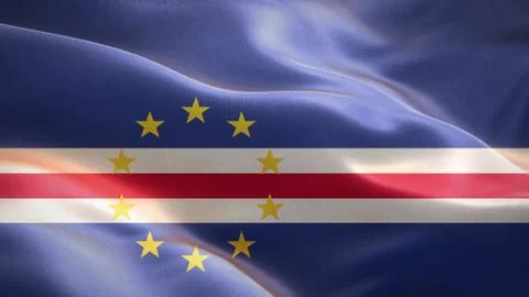 Flag of Cape Verde waving in the wind. 3D Waving flag design. Stock Illustration