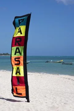 A flag on a Caribbean beach Fotos de archivo