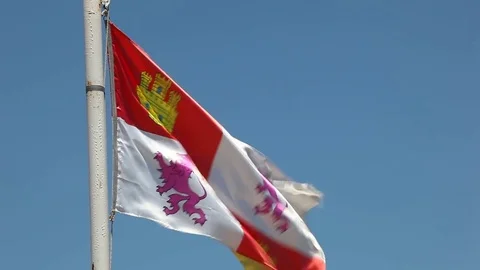 Flag of of Castile and Leon, Spain Stock Footage 76727473