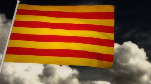 Flag Catalonia 02 Stock Footage 81700943