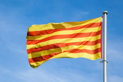 Flag of Catalonia on flagstaff Stock Photos