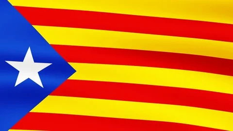 Flag of Catalonia, fluttering in the wind. 3D rendering. Looping video. Stock Footage 80581826