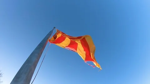 Flag of Catalonia, Spain Stock Footage 127653753