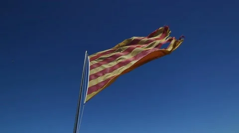 Flag of Catalonia on the wind Stock Footage 66514874