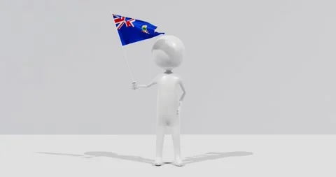 Flag of the Cayman Islands . 3D Character holding and waving flag 4K UHD 60FPS Stock Footage 223317801