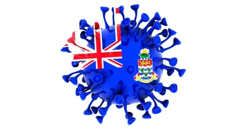 Flag of the Cayman Islands on Seamless looping 3D animation of the covid-19 Stock Footage 166461540