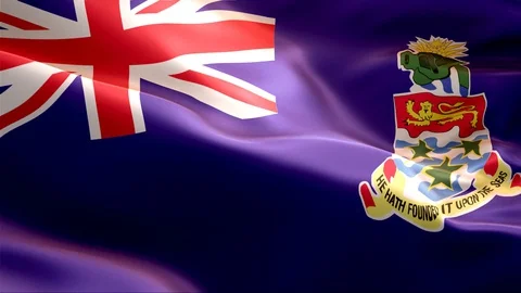 Flag of Cayman Islands waving in the wind. Stock Footage 129084829