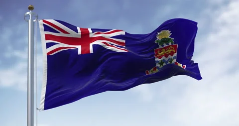 Flag of Cayman Islands waving in the wind on a clear day Video stock 329105008
