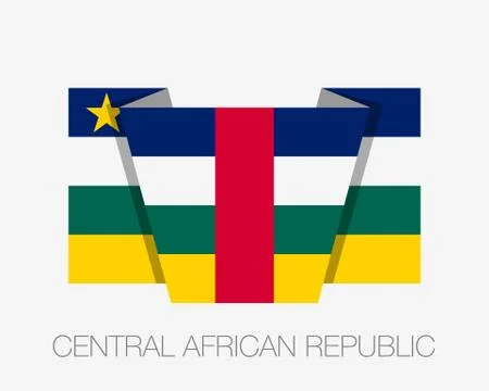 Flag of Central African Republic. Flat Icon Waving Flag with Country Name on  Stock Illustration
