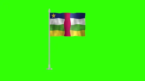 Flag of Central African Republic, Pole flag of Central African Republic on .. Stock Footage 264120724