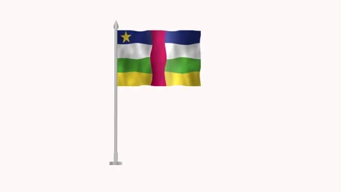 Flag of Central African Republic, Pole flag of Central African Republic on .. Stock Footage 264120731