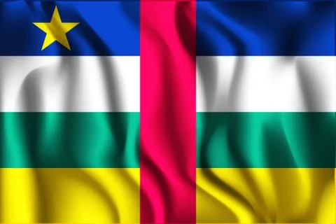 Flag of Central African Republic. Rectangular Icon. Waving Effect. Vector Stock Illustration