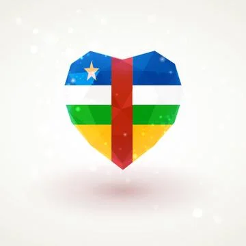 Flag of Central African Republic in shape diamond glass heart. Triangulation 스톡 일러스트