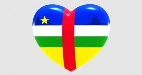 Flag of the Central African Republic on turning Heart 3D Loop Alpha Channel Stock Footage 168475897