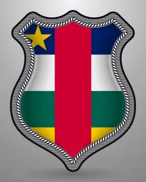 Flag of Central African Republic. Vector Badge and Icon. Horizontal Orientati Stock Illustration