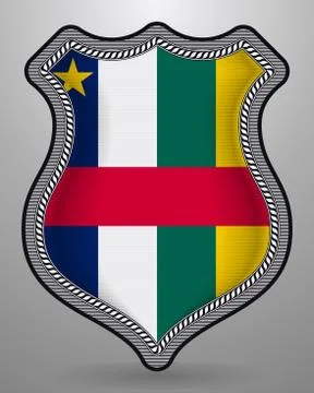 Flag of Central African Republic. Vector Badge and Icon. Vertical Orientation Stock Illustration