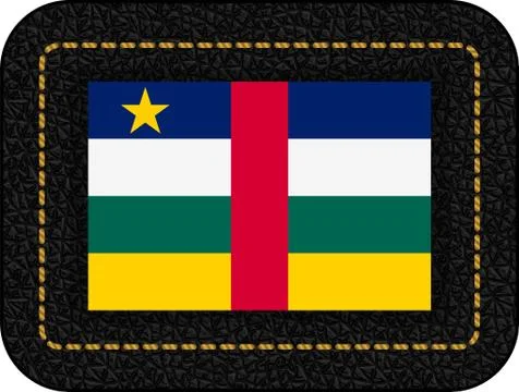 Flag of Central African Republic. Vector Icon on Black Leather Backdrop. Rati Stock Illustration