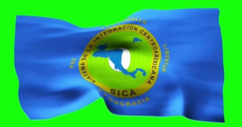 Flag of Central American Integration System realistic waving on green scree.. Stock Footage 280998518