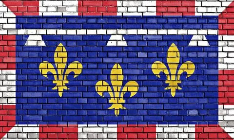 Flag of Centre Val de Loire painted on brick wall Stock Illustration