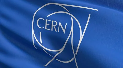 Flag of Cern blowing in the wind. 3D rendering illustration of waving sign. Stock Illustration