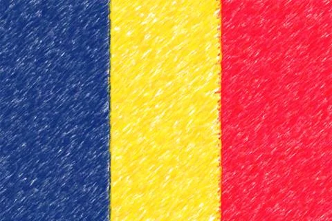 Flag of Chad background o texture, color pencil effect. Stock Illustration
