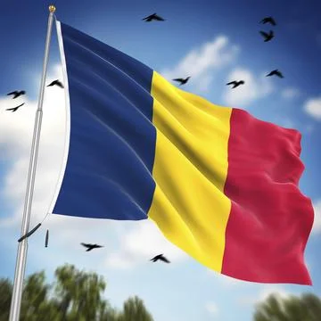 Flag of Chad, This is a computer generated and 3d rendered image 스톡 일러스트