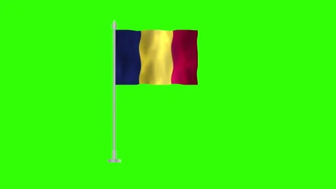 Flag of Chad, Pole flag of Chad on Green screen chroma key, Chad 3D Animati.. Stock Footage 264120744