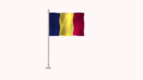 Flag of Chad, Pole flag of Chad on white screen, Chad 3D Animation flag wav.. Stock Footage 264120746