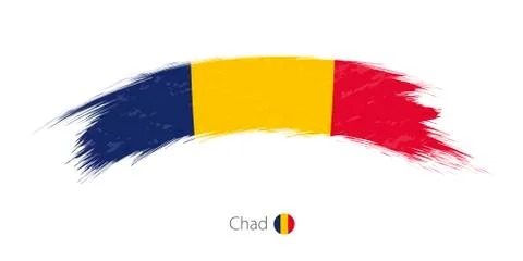 Flag of Chad in rounded grunge brush stroke. Stock Illustration