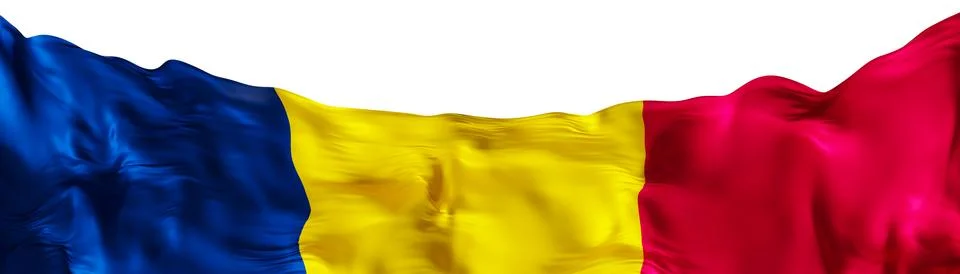 Flag of Chad is shown at the bottom of the scene in a three-dimensional vie.. Stock Illustration