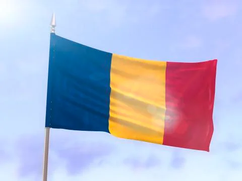 Flag of Chad with sun flare Stock Illustration