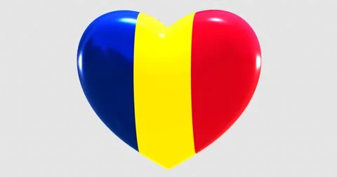 Flag of Chad on turning Heart 3D Loop Animation with Alpha Channel 4K UHD Stock Footage 168478539