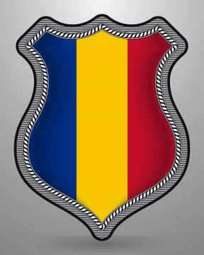 Flag of Chad. Vector Badge and Icon. Horizontal Orientation Version Stock Illustration