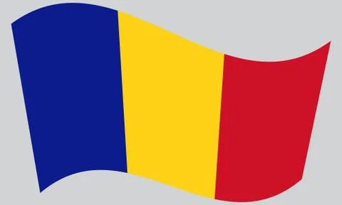 Flag of Chad waving on gray background Stock Illustration