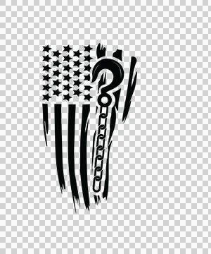 Flag With Chain And Hook stars stripes black white Stock Illustration