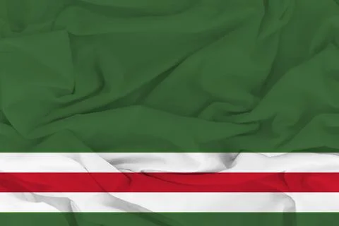 Flag of Chechen Republic, Fabric flag of Chechen Republic. Chechen Republic.. Stock Illustration