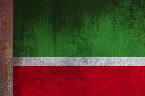 Flag of Chechen Republic, Fabric flag of Chechen Republic. Chechen Republic.. Stock Illustration